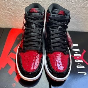Jordan 1 high patent bred size 10.5 mens DS